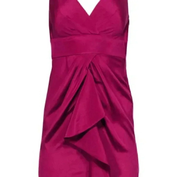NWOT Diane Von Furstenberg | Fuchsia Draped Silk Sheath Dress | Sz 0 - Picture 6 of 8